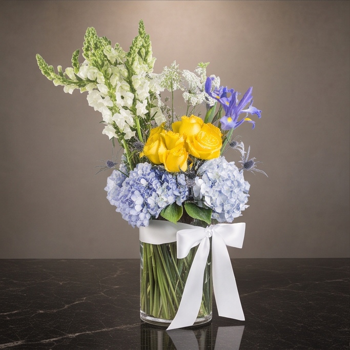 Azure Garden flower arrangement by Flora Faves