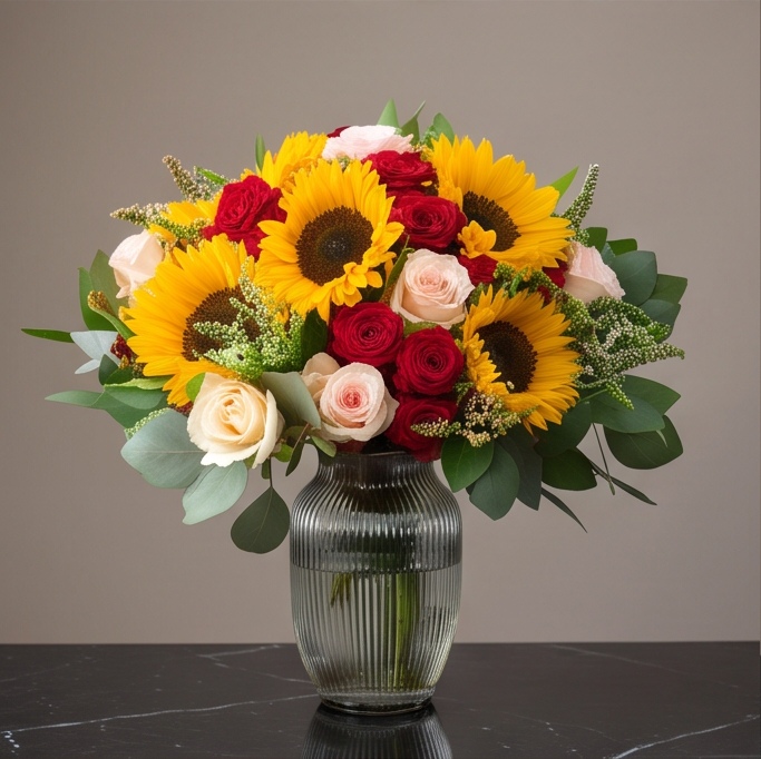 Solar Romance flower arrangement by Flora Faves