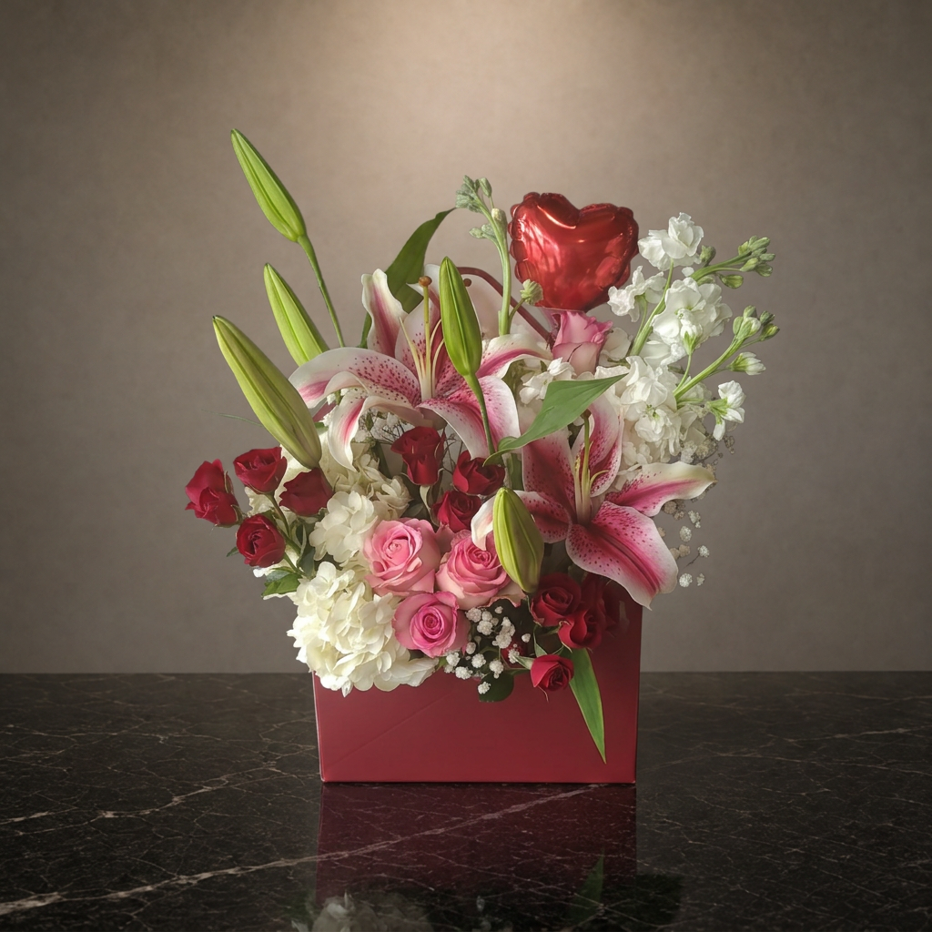 Pink Sonnet flower arrangement by Flora Faves