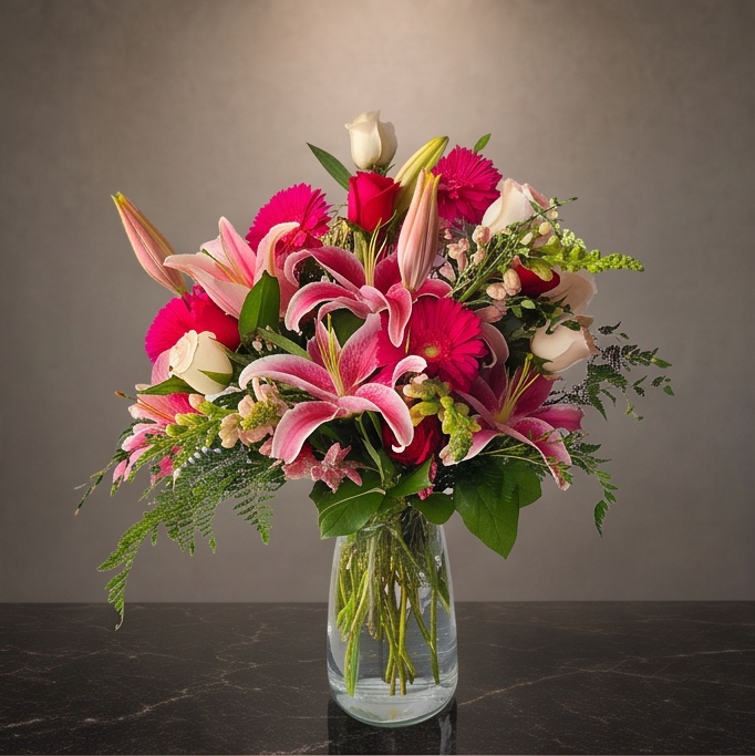 Amour flower arrangement by Flora Faves