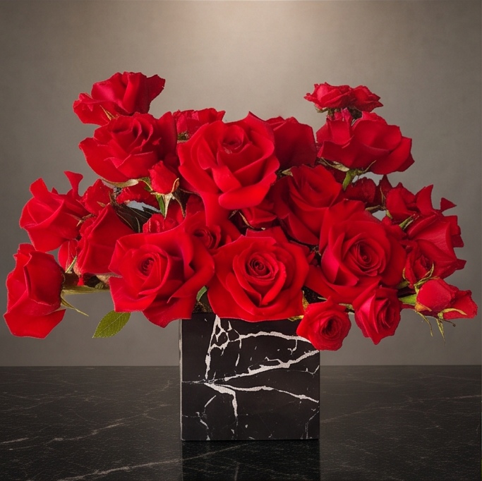 Carrara flower arrangement by Flora Faves