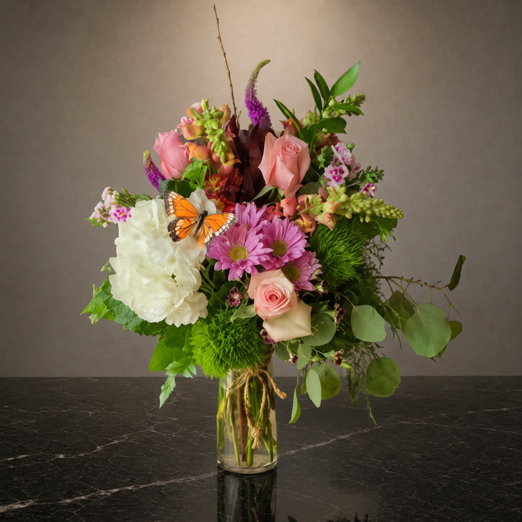 Darling flower arrangement by Flora Faves