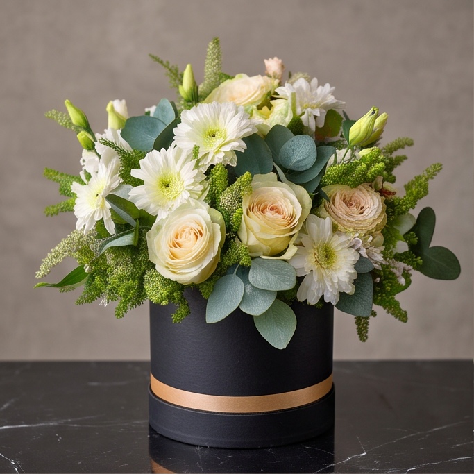 Ivory Plume flower arrangement by Flora Faves