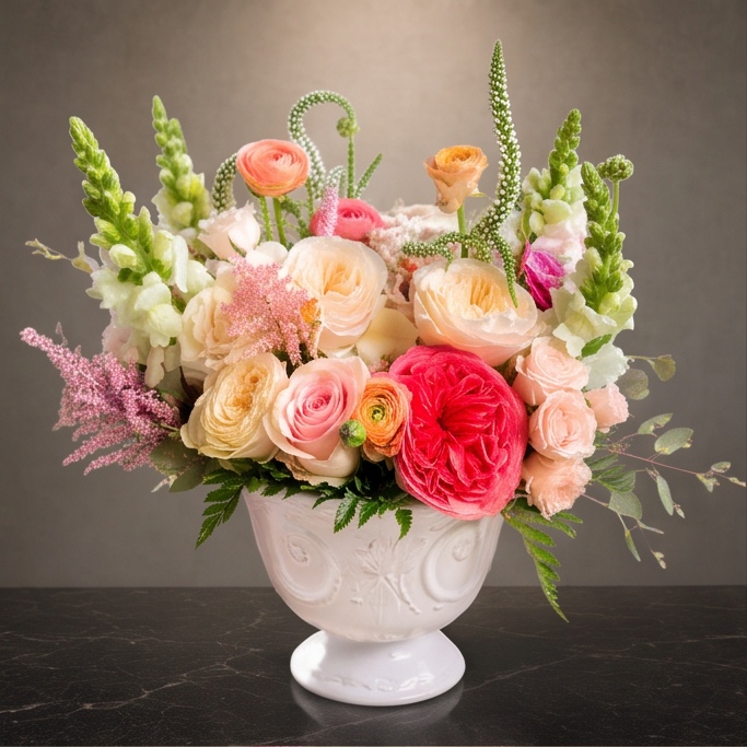 Opaline flower arrangement by Flora Faves
