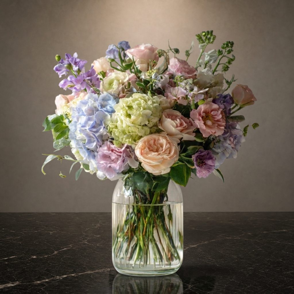 Watercolor flower arrangement by Flora Faves