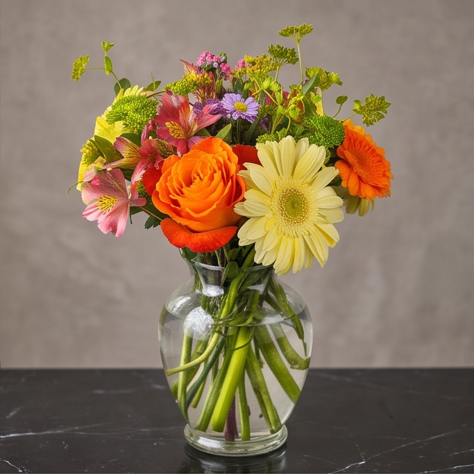 Fiesta flower arrangement by Flora Faves