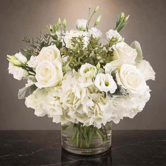 Ivory Heaven flower arrangement by Flora Faves