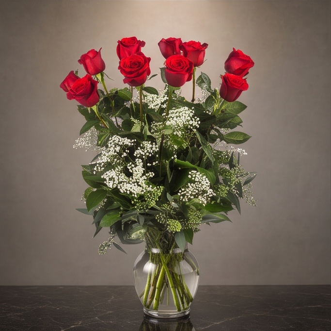 Scarlet Mist flower arrangement by Flora Faves