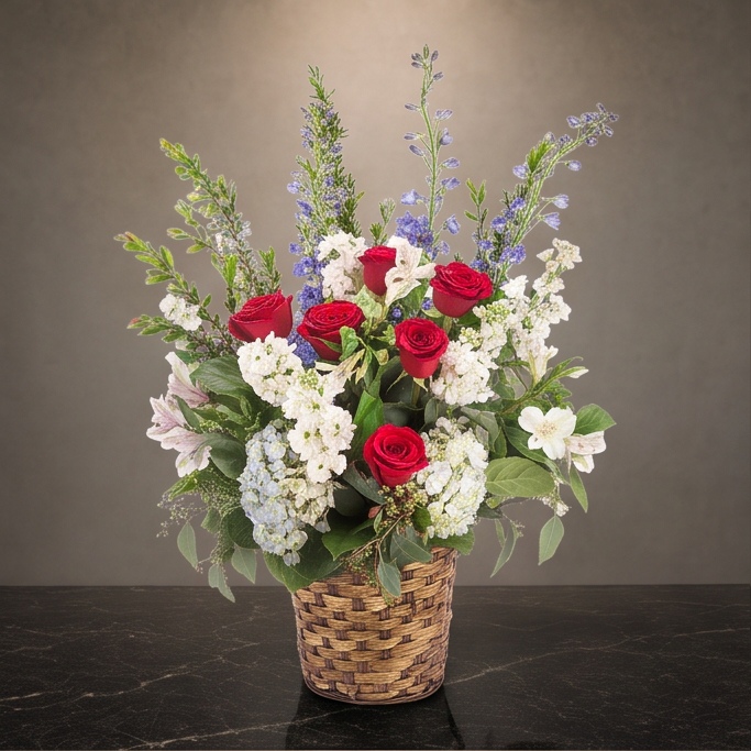 Never Forgotten flower arrangement by Flora Faves